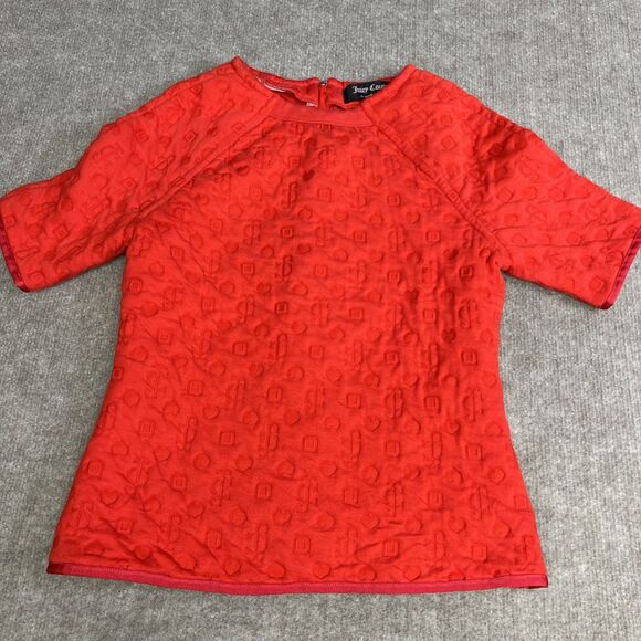 Juicy Couture Tomato Short Sleeve Pullover Top Small Textured Y2K Style - Picture 1 of 7